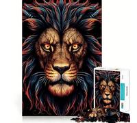 Rompecabezas Cabeza de León Rojo para Adolescentes 1000 Piezas Juguete de Lógica Clara Disfruta Lento Corte Sorpresa de Cumpleaños (38x26cm)