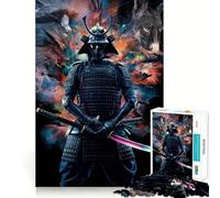 Rompecabezas Cabeza de Samurai Enojado 1000 Piezas Juguete de Construcción Focus Sin Espacios Encajamiento Actividad Recompensadora para Días Lluviosos (38x26cm)