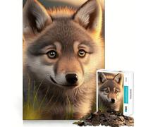Rompecabezas Cachorro de Lobo al Atardecer para Adultos,1000 Piezas,Juego para estimular la Mente,Piezas de Ajuste preciso y sin Costuras,Actividad Relajante para Grupos en Interiores (38x52cm)