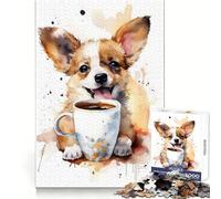 Rompecabezas Cachorro en la Hora del café de 1000 Piezas para Adolescentes Juguete de Habilidad para desarrollar la Mente Tiempo Tranquilo Corte preciso Regalo increíble (50x75cm)