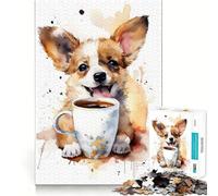 Rompecabezas Cachorro en la Hora del café de 1000 Piezas para Adolescentes Juguete de Habilidad para desarrollar la Mente Tiempo Tranquilo Corte preciso Regalo increíble (50x75cm)