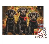 Rompecabezas Cachorros de Navidad 1000 Piezas para Adultos Papel Entrenamiento Mental Rompecabezas Labrador decoración hogar 70x50cm/1000pcs