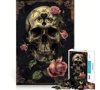 Rompecabezas Calavera con Rosas Rosadas III de 1000 Piezas para Adolescentes Rompecabezas de lógica sólida Juguete Relajante y Divertido Corte de precisión Artículo de Santa Claus 50x75cm