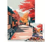 Rompecabezas Calle de Otoño en Japón para Adultos 1000 Piezas Ejercicio Mental Pasatiempo Acogedor Regalo Festivo (38X52CM)