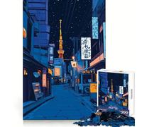 Rompecabezas Calle Nocturna de Tokio para Adultos, 1000 Piezas, Juguete Inteligente, Vínculo Familiar, Corte Preciso, Regalo de Temporada 38x26cm