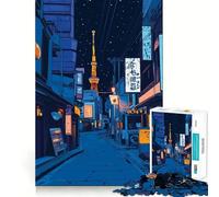 Rompecabezas Calle Nocturna de Tokio para Adultos, 1000 Piezas, Juguete Inteligente, Vínculo Familiar, Corte Preciso, Regalo de Temporada 38x26cm