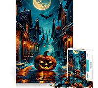 Rompecabezas Calle Nocturna y Calabaza de 1000 Piezas para Adolescentes Juguete cognitivo Pasatiempo Relajante Borde Premium Lista de Deseos de Santa Claus (50x75cm)