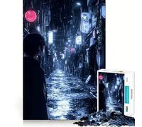 Rompecabezas Callejón Nocturno Lluvioso de 1000 Piezas para Adultos Juguete para ejercitar la Mente Imagen Suave y Relajante para armar Un Regalo Encantador (38x52cm)