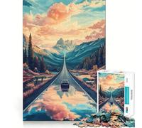 Rompecabezas Camino a través de Las montañas de 1000 Piezas para Adolescentes Juguete de lógica Fina, fácil de Usar, con Bordes limpios, Ideal para Festivales o como Regalo (38x52cm)