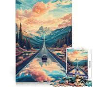 Rompecabezas Camino a través de Las montañas de 1000 Piezas para Adolescentes Juguete de lógica Fina, fácil de Usar, con Bordes limpios, Ideal para Festivales o como Regalo (38x52cm)