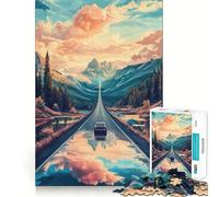 Rompecabezas Camino a través de Las montañas de 1000 Piezas para Adultos Juguete Inteligente para Toda la Familia Obra de Arte de Corte preciso (50x75cm)