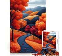 Rompecabezas Camino de otoño a través de Las colinas para Adultos, 1000 Piezas, Ejercicio Mental, diversión sin estrés, Bordes nítidos, Regalo Original (50x75cm)