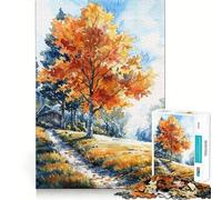 Rompecabezas Camino de Otoño Vibrante de 1000 Piezas Juego de Habilidad Mental Ajuste Estable Sin Piezas Que se muevan Un pasatiempo Agradable para Fines de Semana Largos (38x52cm)