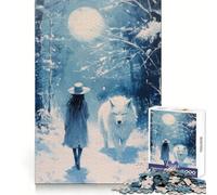 Rompecabezas Camino del Lobo Lunar para Adolescentes, 1000 Piezas, Juguete de Habilidades, Juego Relajante, Corte Exacto, Regalo de Deseo de Santa Claus (38x26cm)