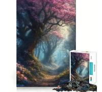 Rompecabezas Camino en el Bosque Mágico de 1000 Piezas para Adolescentes Juguete de lógica Clara, Ligero y Relajante Corte Perfecto Regalo conmovedor (38x26cm)