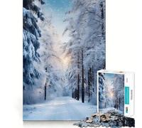Rompecabezas Camino en el Bosque nevado para Adultos, 1000 Piezas, Juego Inteligente, patrón Tranquilo y Relajante, Regalo increíble (50x75cm)
