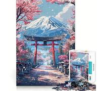 Rompecabezas Camino Sagrado Sakura al Fuji para Adultos, 1000 Piezas, Juguete para ejercitar la Mente, pasatiempo Tranquilo, diseño, Montaje, Regalo navideño (38x26cm)