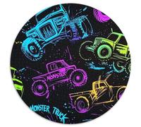 Rompecabezas camiones monstruos 1000 piezas ronda tinta salpicada juego familiar anti estrés desafío difícil para adultos 1000 piezas (67,5x67,5 cm)