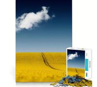 Rompecabezas Campo Amarillo Bajo la Luna,1000 Piezas,diversión para estimular la concentración,tecnología Avanzada de Corte láser,Juego Mental Ideal para Viajar, (50x75cm)