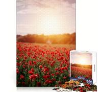 Rompecabezas Campo de Amapolas al Atardecer, 1000 Piezas para Adultos, Desarrollo Mental, Alivio del Estrés, Decoración de Pared con Bordes Precisos (50x75cm)