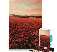 Rompecabezas Campo de Amapolas al Atardecer para Adolescentes, 1000 Piezas, Juguete para ejercitar la Mente, diseño Relajante, Montaje, Sorpresa navideña (50x75cm)
