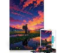 Rompecabezas Campo de arroz al Atardecer, 1000 Piezas para Adultos, Juguete de lógica Mental, diversión Tranquila, Corte Firme, Regalo entrañable 50x75cm