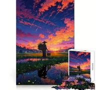 Rompecabezas Campo de arroz al Atardecer, 1000 Piezas para Adultos, Juguete de lógica Mental, diversión Tranquila, Corte Firme, Regalo entrañable 50x75cm