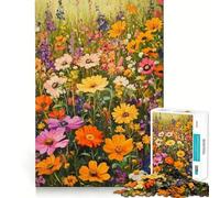 Rompecabezas Campo de Flores Silvestres de 1000 Piezas para Adultos Ejercicio Mental Corte de precisión Bordes Suaves Actividad Relajante para Grupos en Interiores (38x26cm)