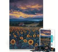 Rompecabezas Campo de Girasoles al Atardecer, 1000 Piezas, Rompecabezas para Adultos, Regalos, Fortalece la Memoria, Tiempo Sereno, Calidad, Borde, Deseo de Papá Noel, Artículo 38x52cm