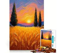 Rompecabezas Campo de Trigo al Atardecer, 1000 Piezas, para Adultos, Regalos, Fortalecer la Memoria, Tiempo Sereno, Calidad, Borde, Deseo de Papá Noel 38x52cm