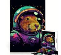 Rompecabezas Capibara Astronauta Galaxia de 1000 Piezas para Adultos práctica de razonamiento, Entretenimiento Tranquilo, Bordes de Primera Calidad, Regalo navideño (38x52cm)