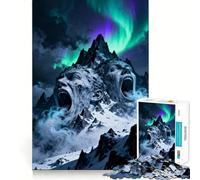 Rompecabezas Caras de Montaña Gritonas con Aurora Boreal para Adolescentes, 1000 Piezas Refuerza la Memoria Pasatiempo Calmante Borde de Calidad Regalo Festivo (50x75cm)