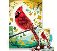 Rompecabezas Cardenal estilizado en Bosque Colorido, 1000 Piezas para Adolescentes, lógica Clara, Juguete fácil, Ocio, Corte Perfecto, Regalo de cumpleaños 50x75cm