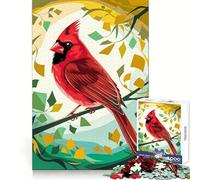 Rompecabezas Cardenal estilizado en Bosque Colorido, 1000 Piezas para Adolescentes, lógica Clara, Juguete fácil, Ocio, Corte Perfecto, Regalo de cumpleaños 50x75cm