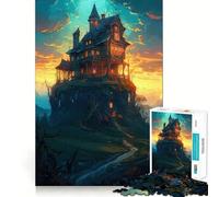 Rompecabezas Casa de Brujas,1000 Piezas,Entrenamiento cognitivo,Piezas Perfectamente encajables,Regalo de cumpleaños,Juguete para ejercitar la Mente (38x52cm)