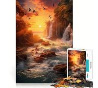 Rompecabezas Cascada al Atardecer 1000 Piezas Juego Think Boost Cierre hermético Sin Piezas Sueltas Desafío Interactivo para el Cerebro en casa (50x75cm)