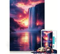 Rompecabezas Cascada al Atardecer 1000 Piezas Juguete para desarrollar la Capacidad cognitiva Superficie Lisa y sin Rebabas Actividad Relajante para Grupos en Interiores (38x52cm)