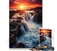 Rompecabezas Cascada al Atardecer, 1000 Piezas, para Adolescentes, ejercita la Memoria, relaja la Mente, Divertido, Ajuste, Ideal para Navidad (38x52cm)
