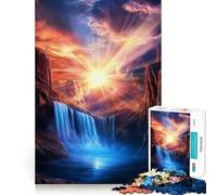 Rompecabezas Cascada al Atardecer 1000 Piezas para Adultos Mejora la Memoria Tiempo de Ensamblaje de Imagen Obra de Arte 38x26cm