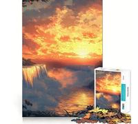Rompecabezas Cascada Atardecer 1000 Juego de Estimulación Mental Cierre Seguro Sin Piezas Sueltas Desafío Mental Interactivo para el Hogar (38x26cm)