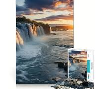 Rompecabezas Cascada Atardecer 1000 Piezas Juguete de Construcción Focus Ajuste Espacios Una Actividad Recompensante para Días Lluviosos (38x52cm)