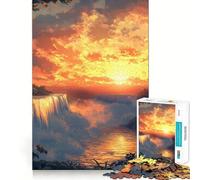 Rompecabezas Cascada Atardecer 1000 Piezas para Adolescentes Juego para Estimular la Mentalidad Montaje Firme y Seguro Actividad Divertida para la Familia (38x52cm)