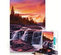 Rompecabezas Cascada Atardecer 1000 Piezas para Adolescentes Tren de Memoria Divertido Conexión Limpia Sin Frascos Relajante Actividad Grupal para Interiores (38x26cm)
