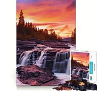 Rompecabezas Cascada Atardecer para Adultos 1000 Piezas Juego para Estimular la Mente Tamaño Uniforme Piezas Precisas Ideal para Viajes Juego Mental Regalo (50x75cm)