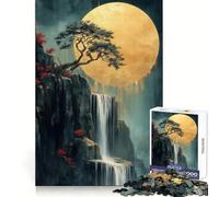 Rompecabezas Cascada bajo la Luna de 1000 Piezas Pensamiento Claro, distracción Suave, Bordes precisos Regalo significativo (38x26cm)