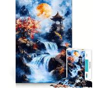 Rompecabezas Cascada bajo la Luna Llena 1000 Piezas para Adolescentes Juego para estimular la Mente Montaje Firme y Seguro Actividad Nocturna Divertida para Toda la Familia (50x75cm)