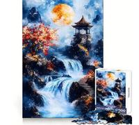 Rompecabezas Cascada bajo la Luna Llena, 1000 Piezas para Adultos Potencia la Mente, Relajante y Divertido Bordes Uniformes Regalo Ideal (38x26cm)
