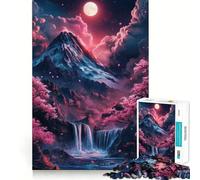 Rompecabezas Cascada bajo la luz de la Luna para Adultos 1000 Piezas Juego para ejercitar la Mente Corte de precisión Bordes Suaves desafío Divertido para Pasar el Tiempo (50x75cm)