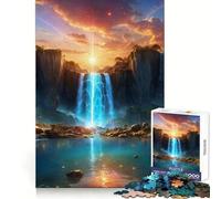 Rompecabezas Cascada Cielo Amanecer para Adolescentes 1000 Piezas Concentración Capacidad Relajante Ocio Interconectable Bien (38x52cm)
