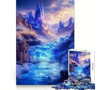 Rompecabezas Cascada con Cañón de Cristal Azul Brillante para Adolescentes, 1000 Piezas, Fácil de Recordar, Actividad de Ocio, Corte Impecable, (38x26cm)